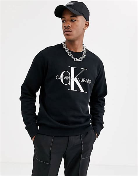 Calvin Klein Jeans Iconic Monogram Sweatshirt In Black Asos