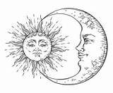 Sol Crescent Lapiz Lunas Llena 123rf Vectorified sketch template