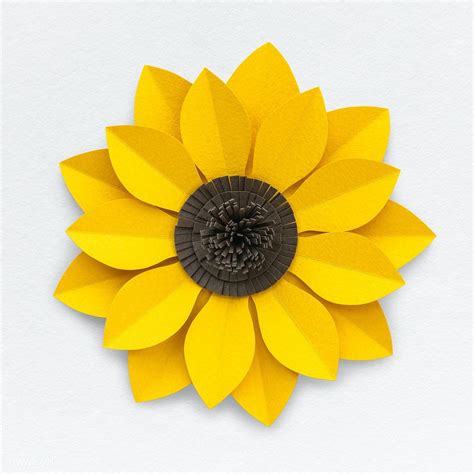 sunflower paper craft closeup isolated  image  rawpixelcom