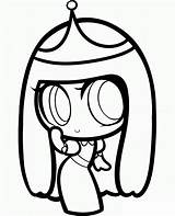 Chibi Coloring Bubblegum Hora Princesa Bmo Preciosa sketch template