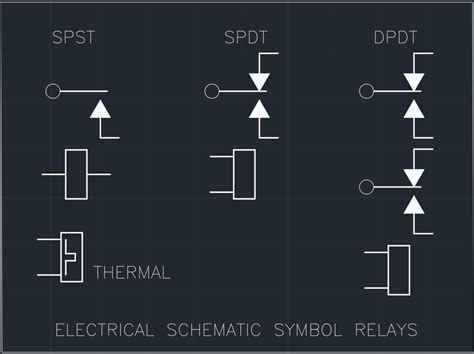electrical schematic symbol relays cad block  typical drawing  designers