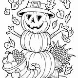 Coloring Fall Autumn Pages Colouring Grade Sheets Pumpkin Season Cover Printable Kids Scarecrow Print Inspired sketch template