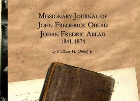 john fredrick oblad s missionary journal stevenson genealogy and copy center l l c