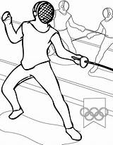 Fencing Coloring Olympic Games Sport Coloringsky Visit sketch template