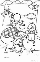 Coloring Pages Berenstain Bears Golf Putt Miniature Kids Papa Playing Color Mini Brother Sister Bear Sheets Colouring Sheet Activity Printable sketch template
