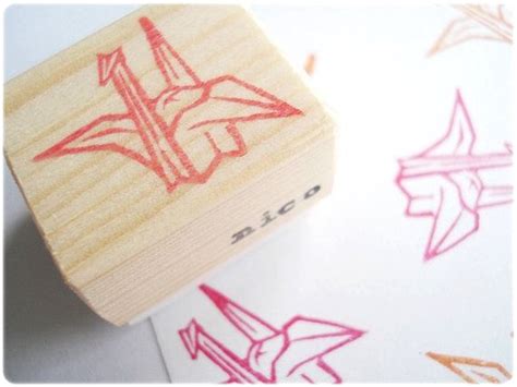 origami crane stamp japanese origami crane  japaneserubberstamps