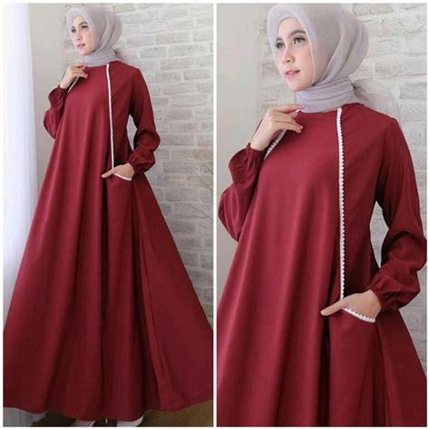 terbaik  paduan jilbab  baju merah maroon onocean shore