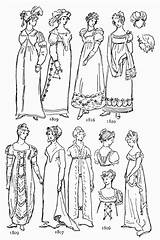 Regency Era Fashion Female Jane Austen Coloring Accessories Dress Pages Worn Period George Romance Pride Prejudice Books During Iv Clothing sketch template