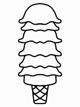 Ice Cream Coloring Pages Cone Clipart Outline Scoop Clip Blank Template Scoops Drawing Outlines Cliparts Rainbow Print Printable Sunday Library sketch template