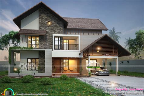 square feet  bhk sloped roof house kerala home design  floor plans  dream houses