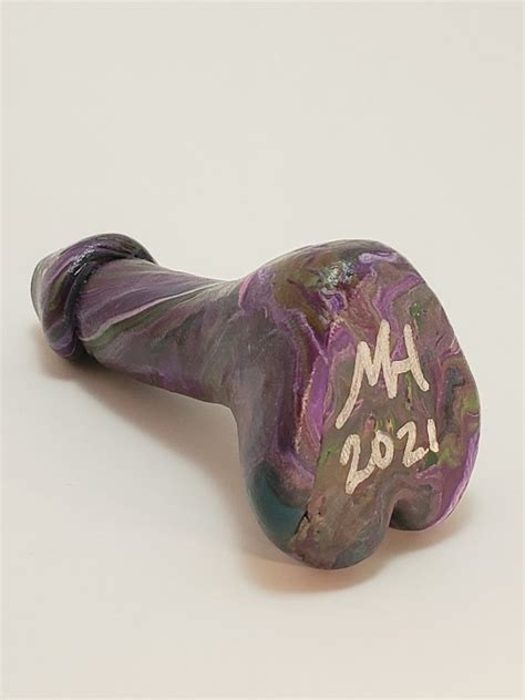 purple eggplant swirl oil slick finish polymer clay penis dick etsy
