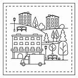 Coloring Landscape City Illustration Vector Preview sketch template