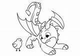 Dragon Coloring Pages Kids Printable Little Color Easy Print Playing Adults Playful Chicken sketch template