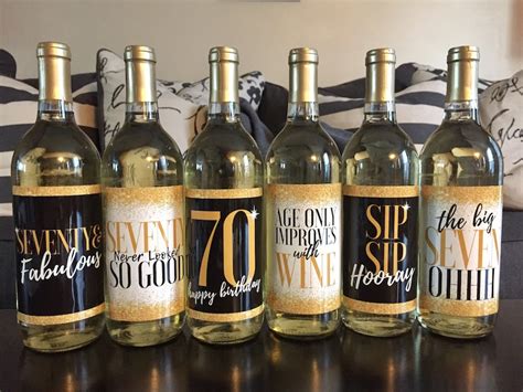 6 Premium 70th Birthday Wine Bottle Labels Or Stickers Etsy
