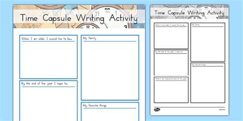 time capsule writing worksheet activity sheet worksheet