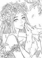 Portrait Chinese Coloring Pages Easy Ebook Vol Floral Wedding Anime sketch template
