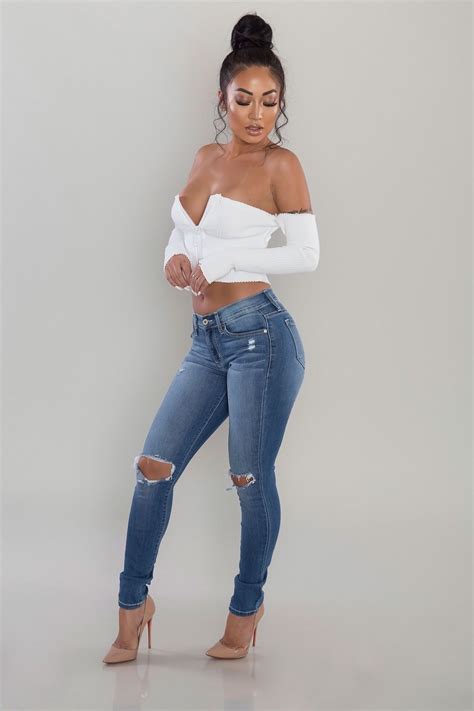 ribbed zip  crop top white  jeans  women fashion outfits