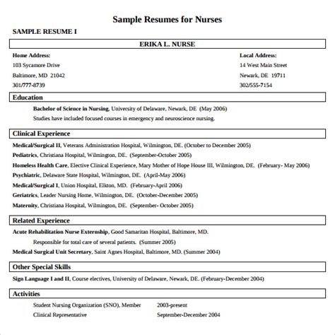 Free 10 Sample Nurse Resume Templates In Ms Word Pdf