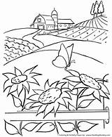 Coloring Farm Pages Life Barn Kids Printable Scenes Honkingdonkey Sunflowers Butterfly Farms Print sketch template