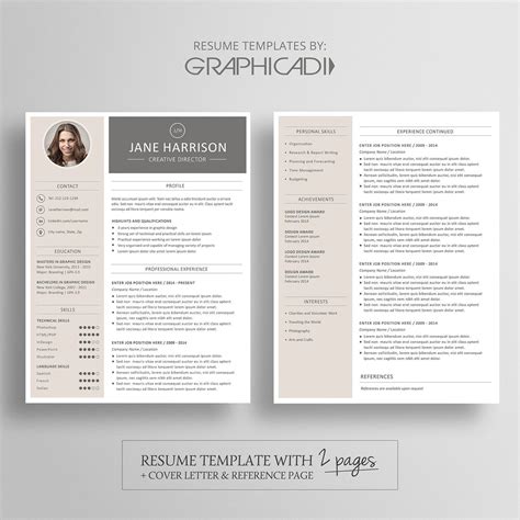 modern resume template  pages cover letter reference page