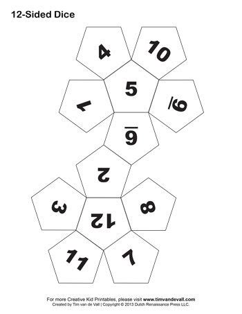 printable  sided dice template  rocket art tpt blank dice