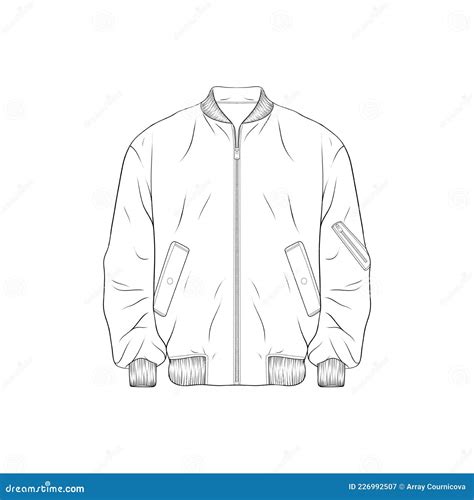 jacket bomber outline drawing vector jacket bomber   sketch style