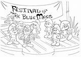 Festival Blue Coloring Moon Smurfs Cartoons Colorkid Pages Muddler sketch template