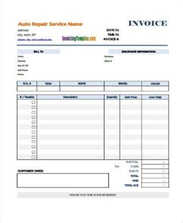 printable auto repair receipt forms  templates wave accounting