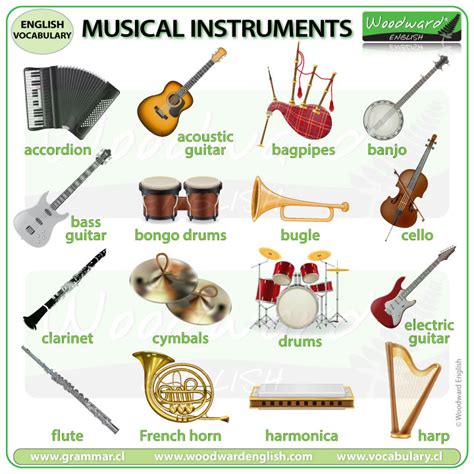 musical instruments english vocabulary list