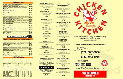 chicken kitchen menu  shrewsbury  jersey usa