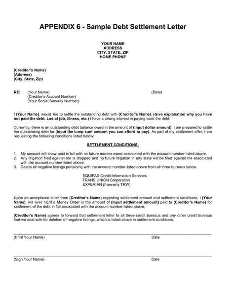 debt negotiation letter template   professional template