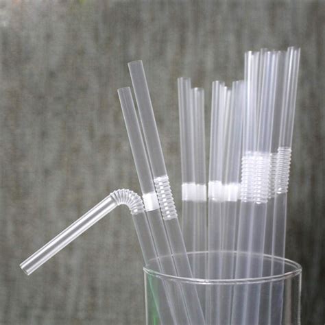 pieces clear disposable drinking straws flexible plastic soda