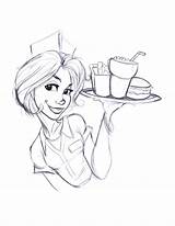 Waitress Sketch Drawing Diner Colors Getdrawings Tali sketch template