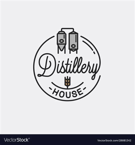 distillery house logo  linear royalty  vector image