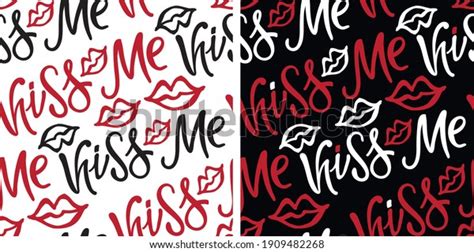 cute hand drawn doodle kiss pattern stock vector royalty free 1909482268
