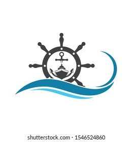 steering ship vector logo icon nautical stock vector royalty