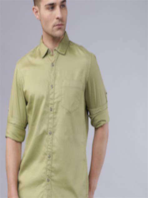 buy locomotive men green slim fit solid casual shirt shirts  men  myntra