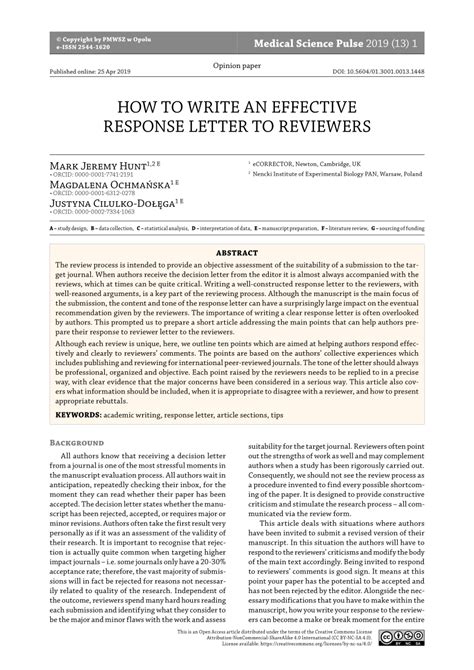 write  effective response letter  reviewers