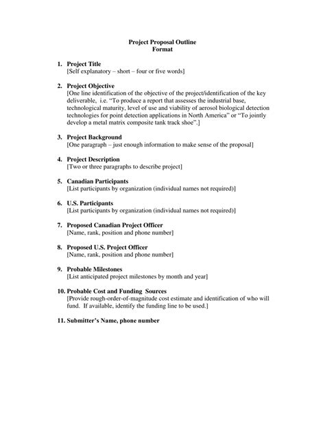 project proposal outline template  printable  templateroller