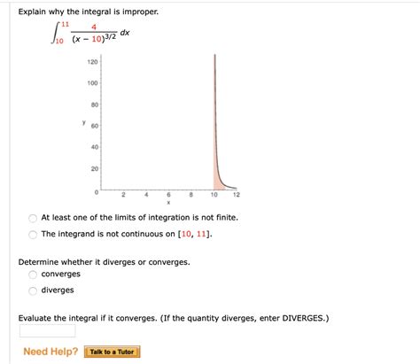 solved determine   improper integral diverges  cheggcom