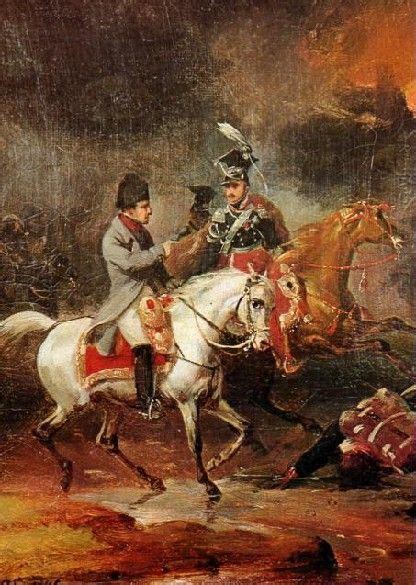 Napoléon Y El Maréchal Jozef Poniatowski En De La Bataille De Leipzig