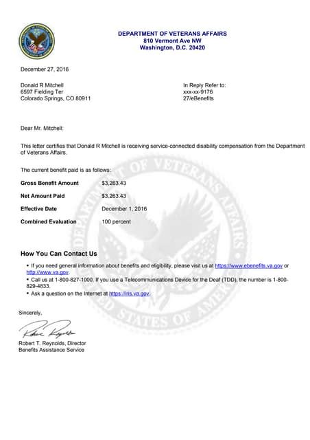 va benefit verification letter