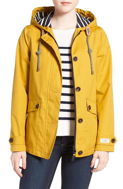 joules cotton   rain waterproof hooded jacket  yellow lyst