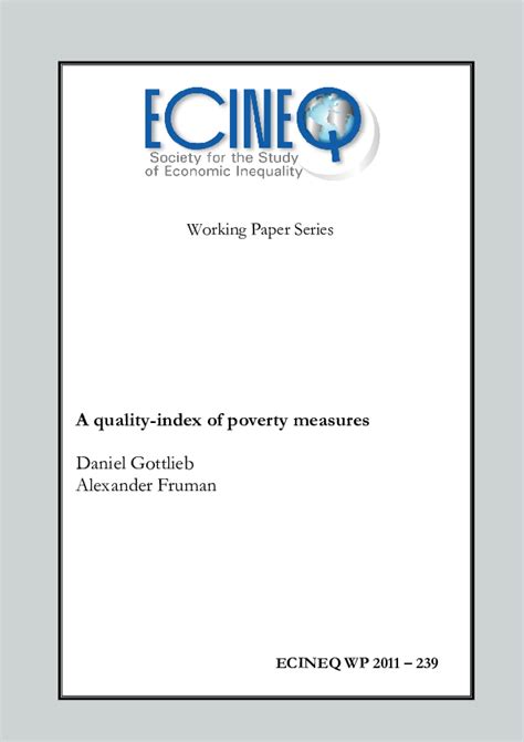 working paper series  quality index  poverty measures daniel