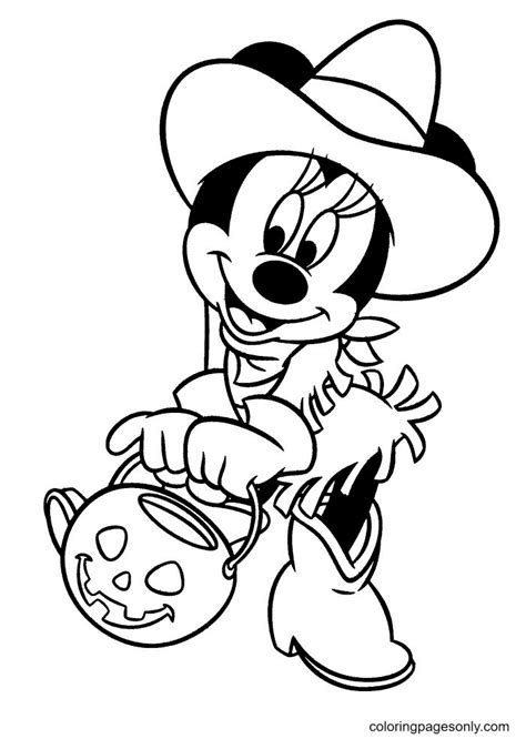 halloween minnie mouse cowboy costume coloring pages disney halloween