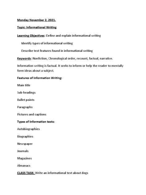 notes  information writing year