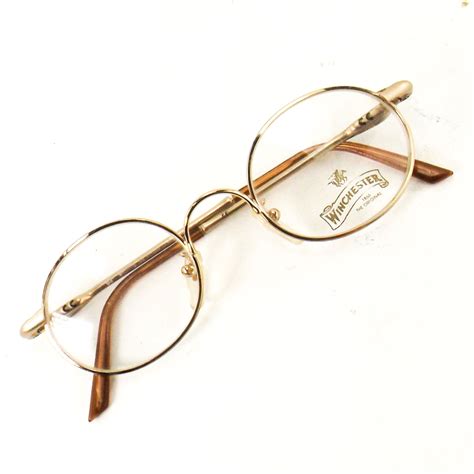vintage 70s 80s winchester eyeglasses round gold rimmed eye etsy in