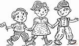 Coloring Boy Girl Children Boys Pages Celebrating Child Holding Hands Drawing Girls Line Clipart Sheets Happy Praying Colouring Kids Supercoloring sketch template