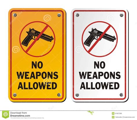 weapons allowed notice signs stock illustration illustration