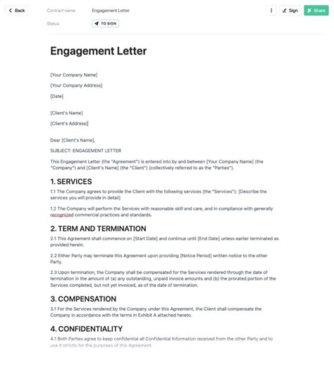 engagement letter template